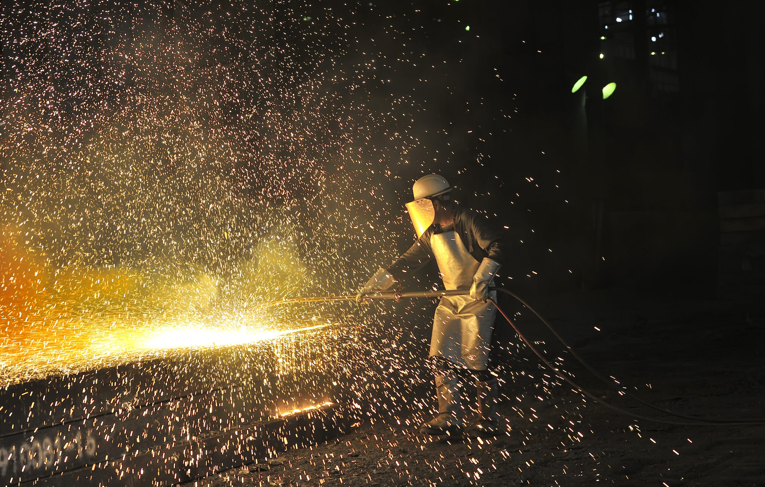 Industrial welder inside of plant